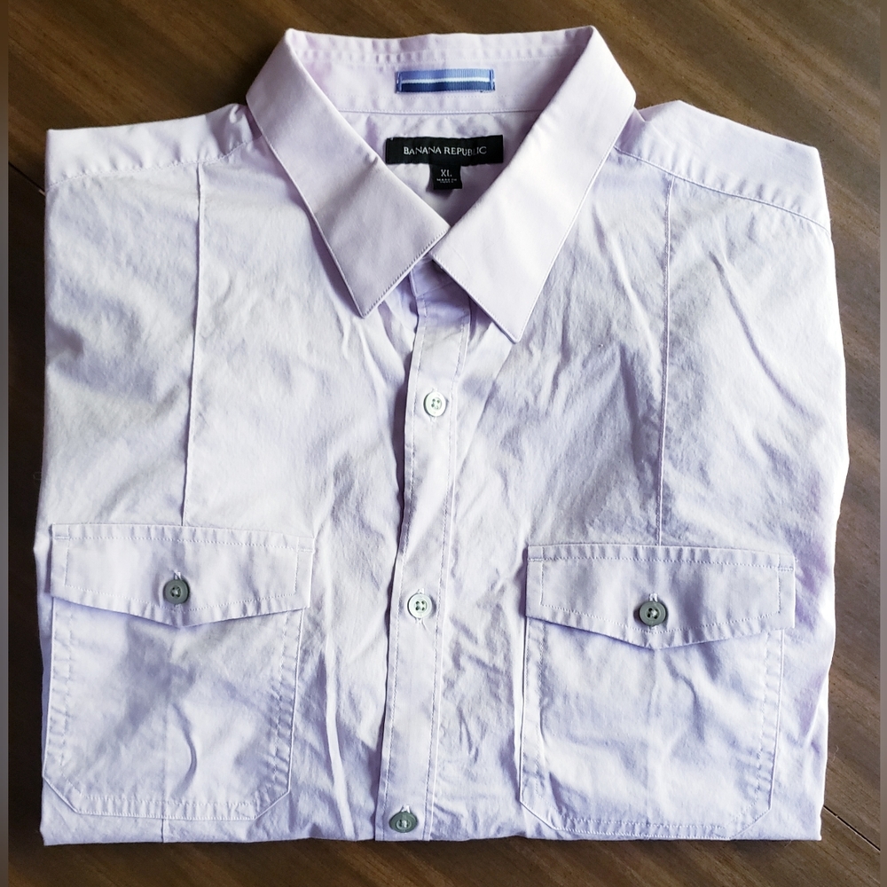 Banana Republic Light Purple Short-Sleeved Hot Utility Button-Up Shirt
